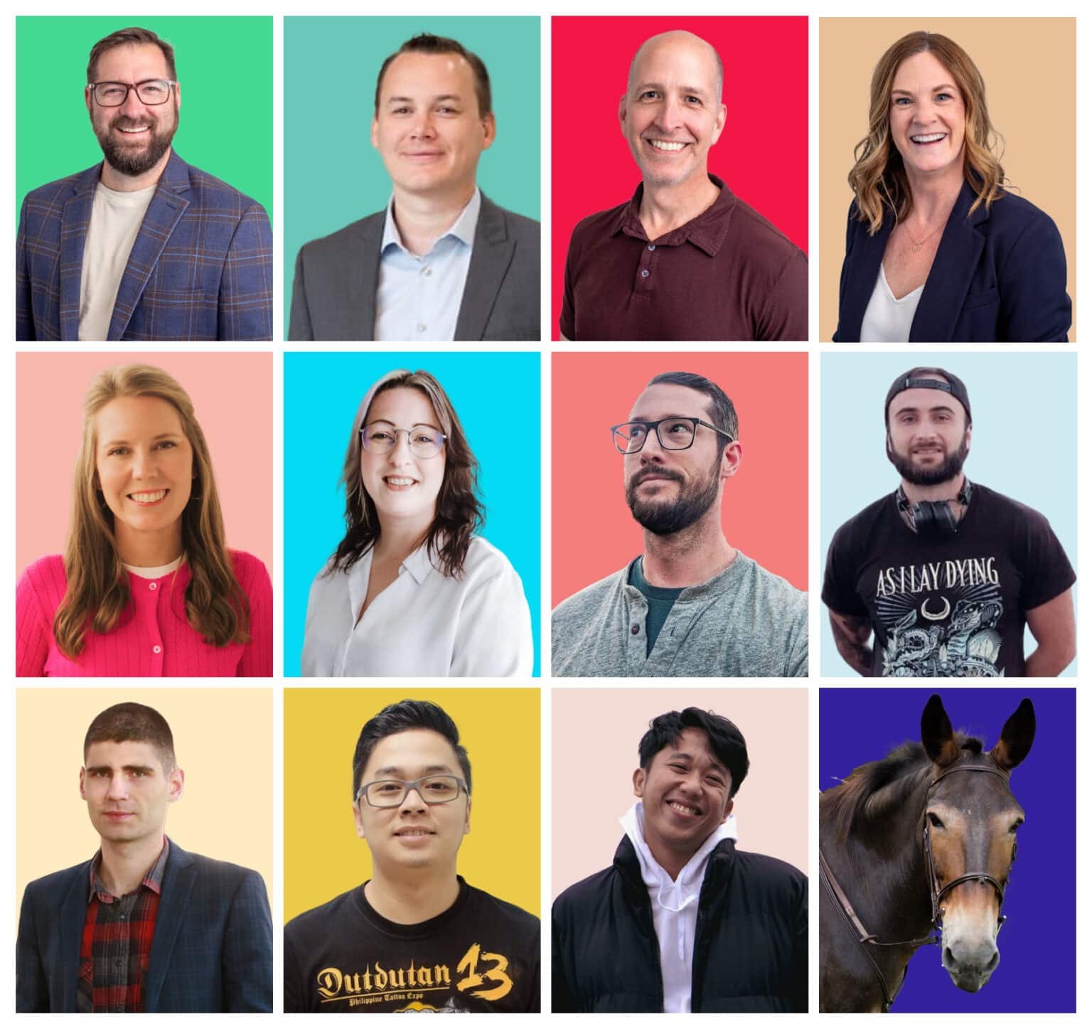 Muletown Digital team collage featuring individual portraits and a mule.
